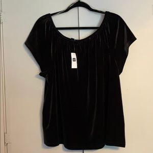 Xxl faux velvet off shoulder top